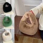 Handle Clutch Warm Plush Wrist Bags Fur Handbags Coin Purses Half Moon Bag