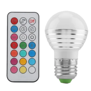 LED Bulb E27 RGBW 16-color Changing Bulb RGB 3W Bulbs Dimmable With Remote - Picture 1 of 12