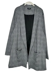 Torrid Open Blazer Women's 6X Black White Houndstooth Stretch Career Business - Picture 1 of 5