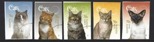 AUSTRALIA 2015 CATS SELF ADHESIVE SET OF 5 FINE USED - Picture 1 of 1