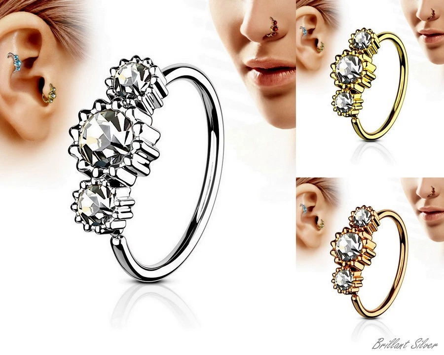 Nasenring Nasenpiercing Nasenstecker Piercing Hoop Ohr Helix Cartilage Kristalle - Bild 1 von 1