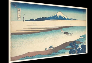 Japan Framed Canvas Vintage snowy hokusai mt fuji painting art print 28" - Picture 1 of 4