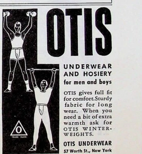 1947 OTIS underwear & Hosiery Vintage 40s Print Ad Study Fabric Weight Lifting - Picture 1 of 1