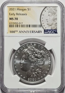 2021-P Morgan Silver Dollar ~ NGC MS70 Early Release Annversary Label (N103) - Picture 1 of 4