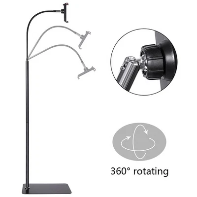 Suporte de chão para tablet 69" mãos-livres com braço flexível 360° para iPad iPhone Kindle - Imagem 1 de 4