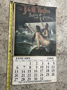 J&M Haffen  Brewing Company, 1906 Calendar Mermaid Ship  Bronx, New York  N/mint - Picture 1 of 4