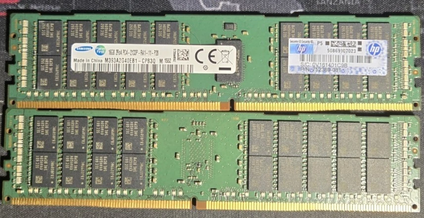 M393A2G40EB1-CPB3Q HP 16GB (1X16GB) 2RX4 PC4-2133P DDR4 Server Memory  - Image 1 of 1