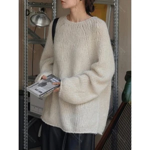Maglione pullover maglia lana donna autunno inverno slouch casual top sciolto - Foto 1 di 26