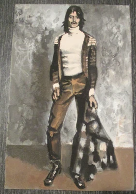 ¡Figura masculina modernista abstracta francesa Andre Delfau pintura gouache MCM de colección! 5 Foto 1 de 4