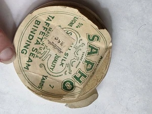FREDERICK LOESER & CO Brooklyn NYC vintage SAPHO silk taffeta seam binding roll - Picture 1 of 4