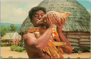 1960er HONOLULU Hawaii Postkarte Samoan / Muschelschale - Polynesian Cultural Center - Bild 1 von 2