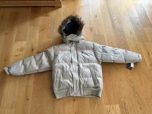 US Polo Assn Hooded Beige FullZip Puffer/Padded Jacket Medium /44”Chest BNWT NEW - Picture 1 of 9