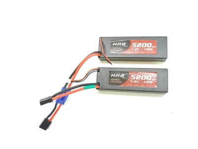 2x HRB Power 7.4v 2s 5200mah 120c LiPo Battery Pack w/ TRX Plug Used - Image 1 of 4