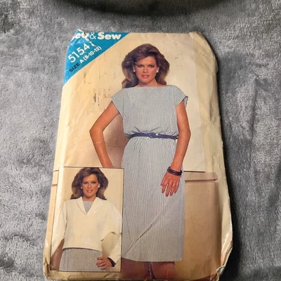 Butterick See & Sew 5154 Size A Pre-Cut Dress & Jacket 1980s/1990s Womens - Image 1 of 2