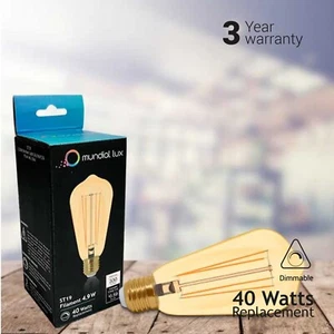6Pack LED Filament ST19, Bulbs Amber Light 4.9W (40W Equivalent) 3 years warrant - Picture 1 of 5