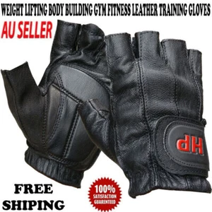 HEXAPRO LEATHER GYM GLOVES FITNESS WEIGHT LIFTING TRAINING BODYBUILDING STRAPS - Picture 1 of 6