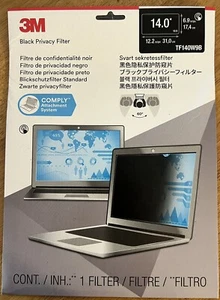 3M TF140W9B Black Privacy Filter Touch Compatible - Picture 1 of 1