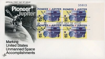 US 1556 Pioneer Jupiter FDC ArtCraft Plate Number - Image 1 of 2