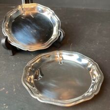 Christofle Coaster Flower Shaped Rim Set of 2 Silver Accessory Tray 3.3in