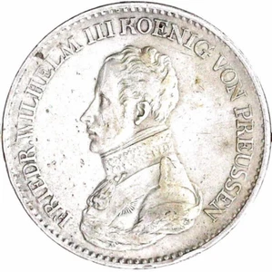 1818 TALER/THALER KING OF PRUSSIA in UNI w MEDALS, CANNON! RARE DUESSELDORF MINT - Picture 1 of 2