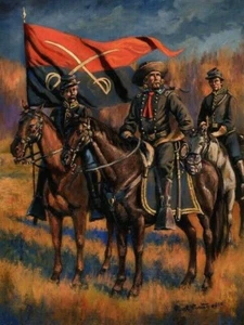 Mark Maritato Signed Civil War Military Art Print Cavalry Gen George A Custer - Picture 1 of 2