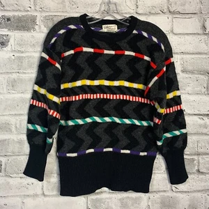Vintage Rainbow Sweater Crew Neck Colourful Stripped Knit Women's S Pullover 90s - Picture 1 of 13