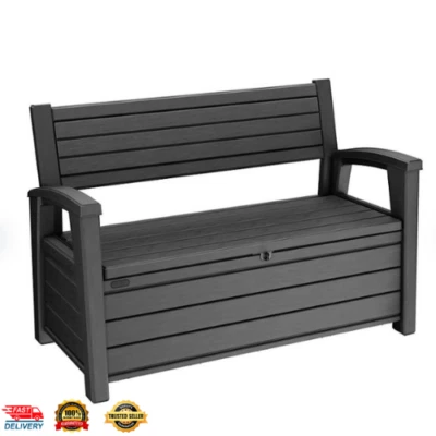 Keter Plastic Storage Bench Brown 260L Outdoor Resin Weather Resistant Garden - Image 1 of 4