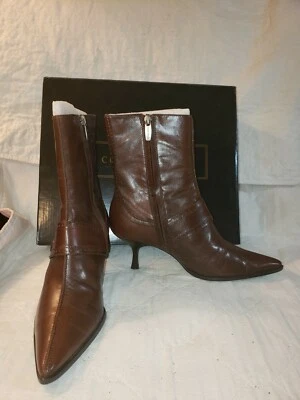 Colin Stuart Leather Over-Ankle Boots w/ Button Accents in Dark Brown - Size 7 - Image 1 of 4