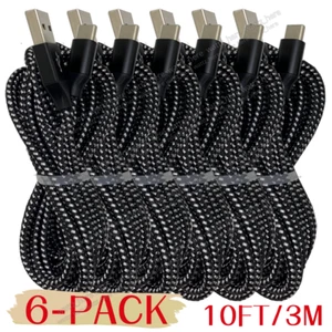 6 Pack 3M Extra Long USB Type C Cable Lot Fast Charger Braided Cord For Samsung - Picture 1 of 8