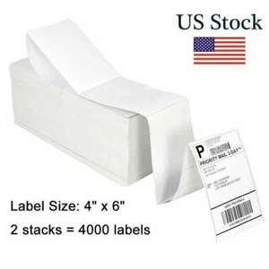 Thermal Direct Shipping Label 4x6''Fan-Fold Labels for Zebra Rollo Printers 4000 - Picture 1 of 12