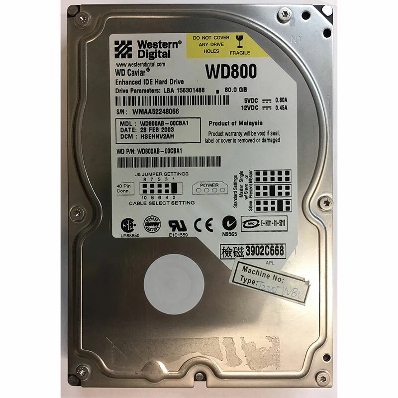 WD800AB - Western Digital 80GB 7200 RPM IDE 3.5" HDD - Image 1 of 1
