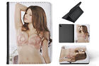 CASE COVER FOR APPLE IPAD|SEXY BRUNETTE GIRL IN PINK BRA