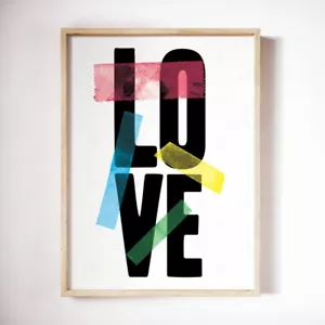 Poster LOVE, stampa artistica citazione motivazionale, taglia A3 A4 arte da parete arredamento casa moderno - Foto 1 di 2