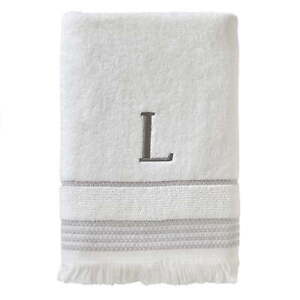 SKL Home Casual Monogram Bath Towel, "L", White
