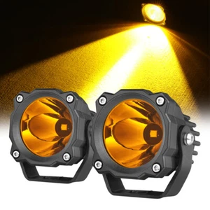 2X 3"inch Round LED Work Light Bar Spot Pods Amber Driving Fog Lamp Offroad 4WD - Picture 1 of 12