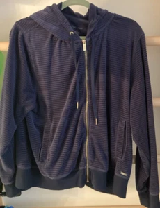 CALVIN KLEIN DAMEN XL BLAU GERIPPTER VELOURS, GOLDENER REISSVERSCHLUSS, 2 TASCHEN JACKE. - Bild 1 von 4