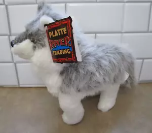 Platte River Trading Co. Stofftier #5734 Ward Wilder Wolf grau weiß 10 Zoll Neu mit Etikett - Bild 1 von 5