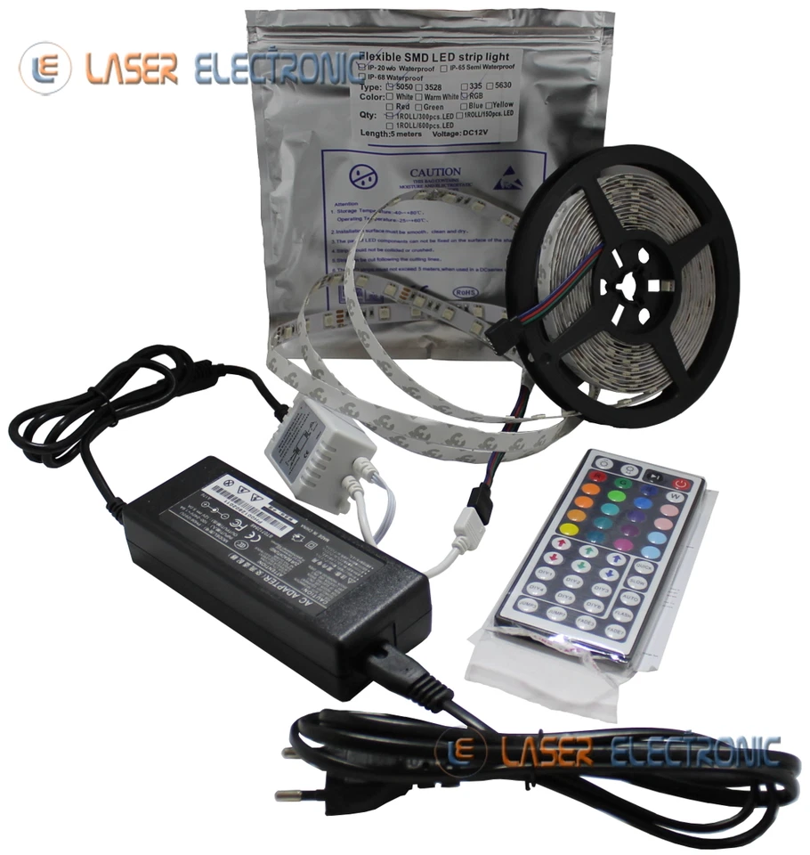 Striscia LED Professionale IP20 Interno RGB SMD5050 72W Multicolore Telecomando - Immagine 1 di 1