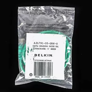 5' FT Nuevo Sellado Verde Ethernet RJ45 CAT5 Belkin Red LAN Parche Pies CAT5e - Imagen 1 de 2