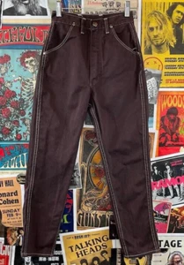 Vintage Girls 60s Brown High Rise Wrangler Blue Bell Tapered Denim Jeans 12 Slim - Picture 1 of 7