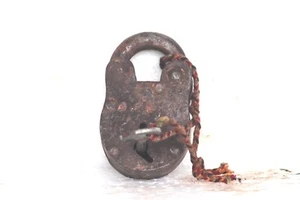 Iron Lock and New Key Old Antique Rare Vintage Collectible - Picture 1 of 5