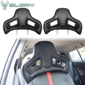 Pair Seat Headrest Neck Cushion BK CFL Rod Dia 10mm Space 150mm For Mazda 3/6 PU