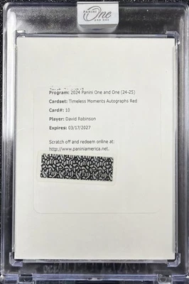 DAVID ROBINSON 2024-25 PANINI ONE AND ONE #10 TIMELESS MOMENTS AUTO RED /25 🔥 - Image 1 of 3