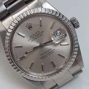 Rolex Datejust 36 mm Steel Tiffany & Co Dial Oyster Watch 16030 Circa 1983 - Picture 1 of 12