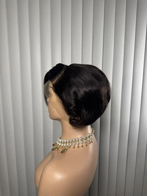  13*4 Lace Front Wig. Sort pixie Cut wig Human Hair for Black Women  - Image 1 of 4