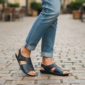 Naturalizer Scout marineblaue bequeme flache Damen-Sandalen aus echtem Leder 11 neu ohne Karton - Bild 1 von 8