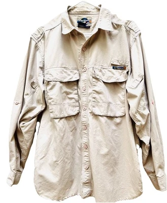 ExOfficio Travel Wear Shirt Mens Large Khaki Adventure Wear Safari Travel Hiking - Image 1 of 4