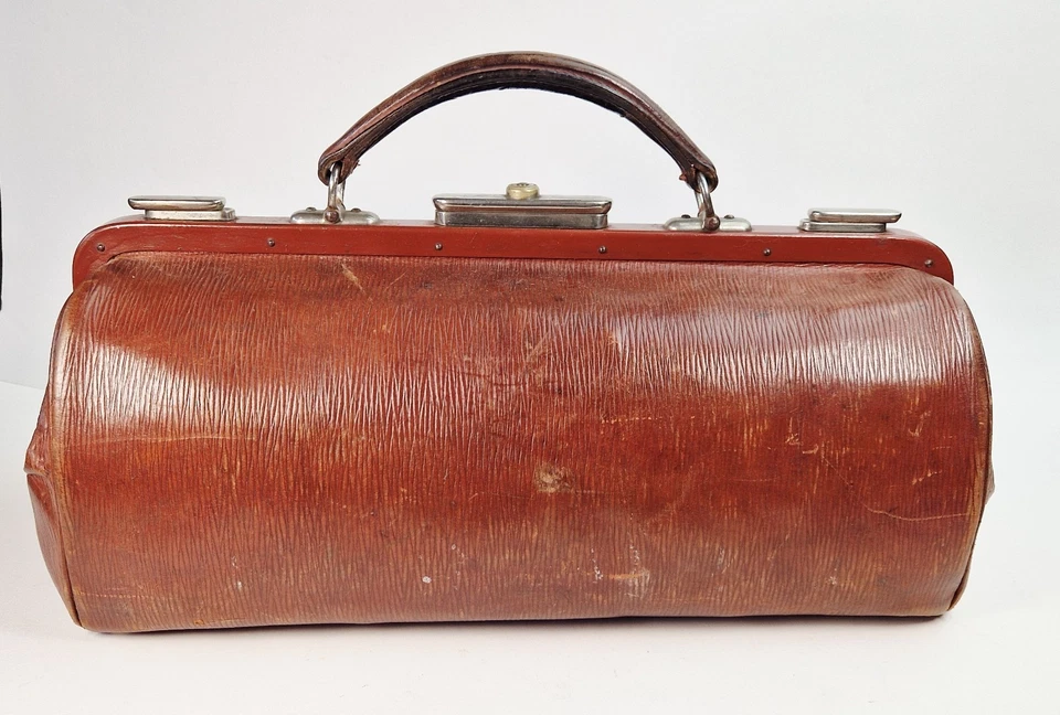 Hebammentasche Hebammenkoffer Arzttasche Arztkoffer Leder Antik Jugendstil - Bild 1 von 4