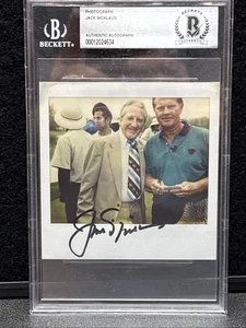 1994 JACK NICKLAUS AUTOGRAPH SIGNED 4x4 PHOTO BECKETT SLAB HOF PGA GOLF BAS COA - Picture 1 of 10
