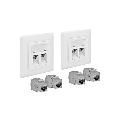 2x Cat6A Netzwerkdose Datendose mit Keystone Jack Modul RJ45 10GB LAN ProfiPatch - Bild 1 von 4